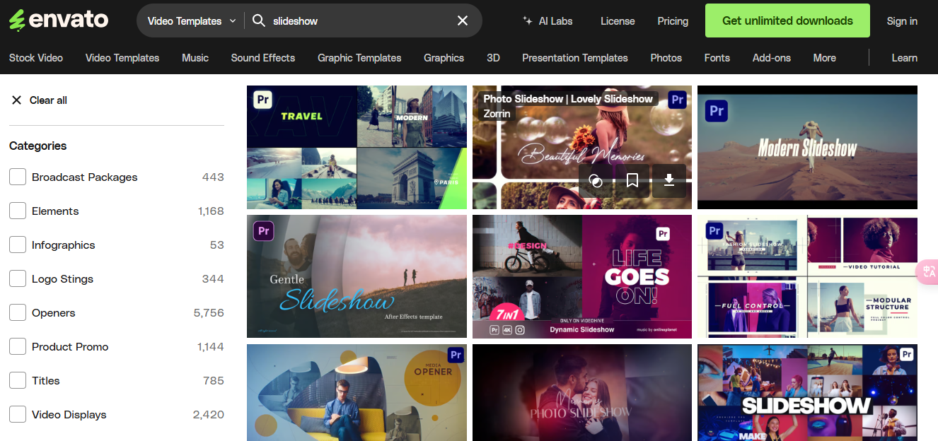 Envato slideshow templates