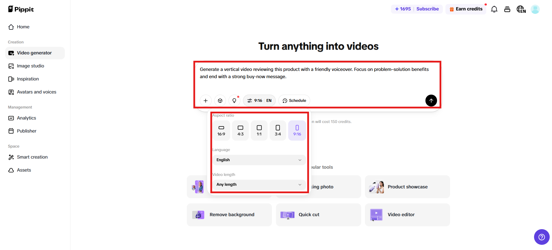Ayusin ang mga setting at mag-generate