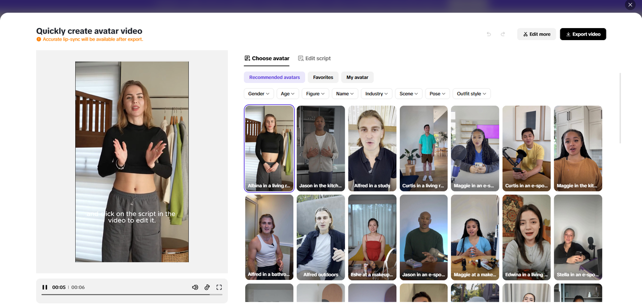 Lifelike na mga avatar na may mga custom na script
