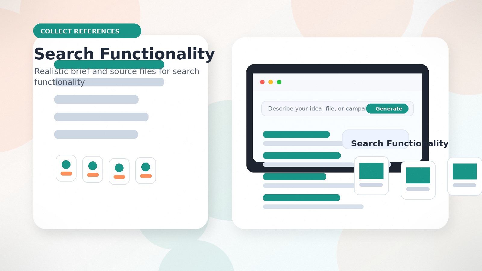 Search Functionality realistic collect references visual for search functionality