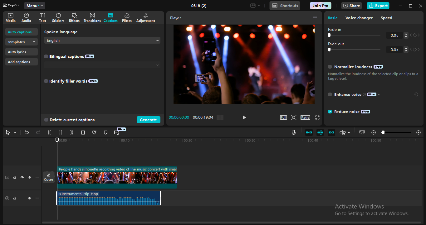 Interface of the CapCut desktop video editor - the best tool to create music videos