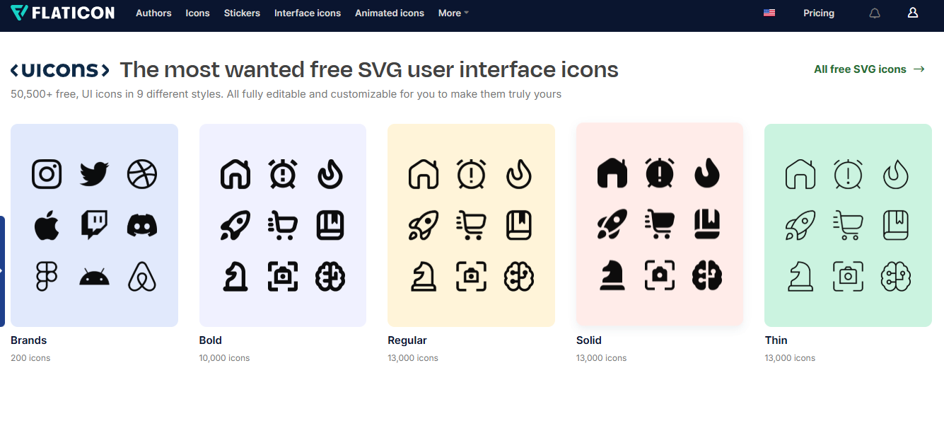 Flaticon interface