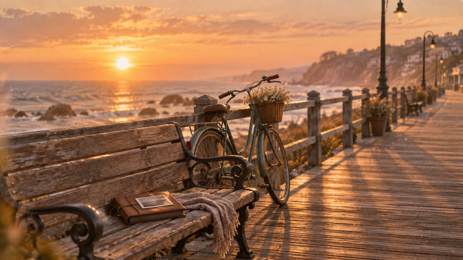 Modello effetto CapCut flashback: Seaside Memory Bench