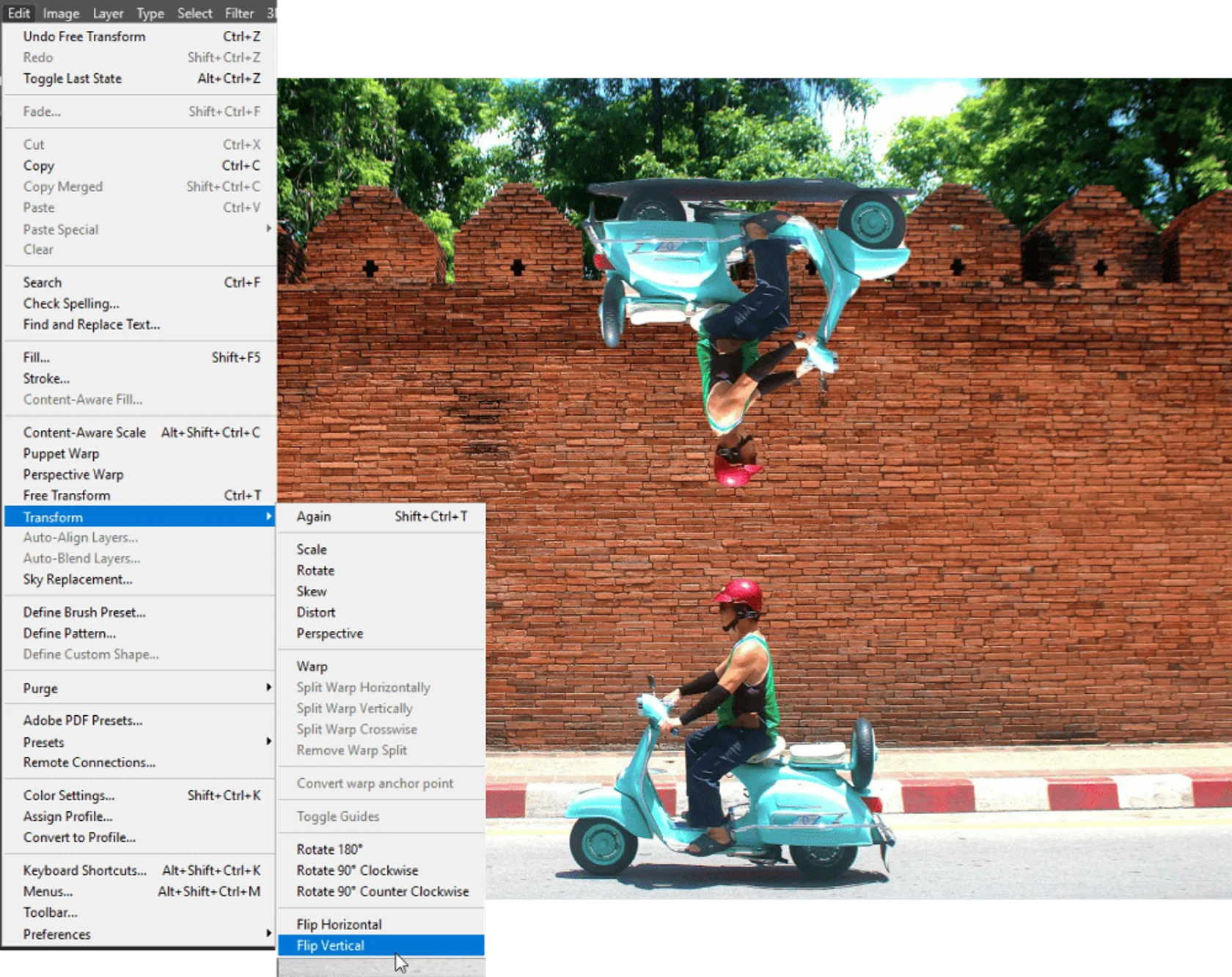 Flip a photo vertically in Photoshop