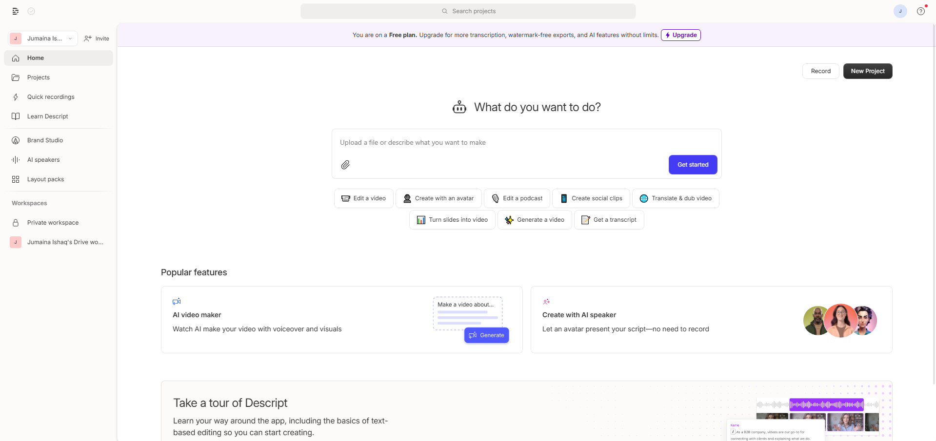 Set up your Descript account and project