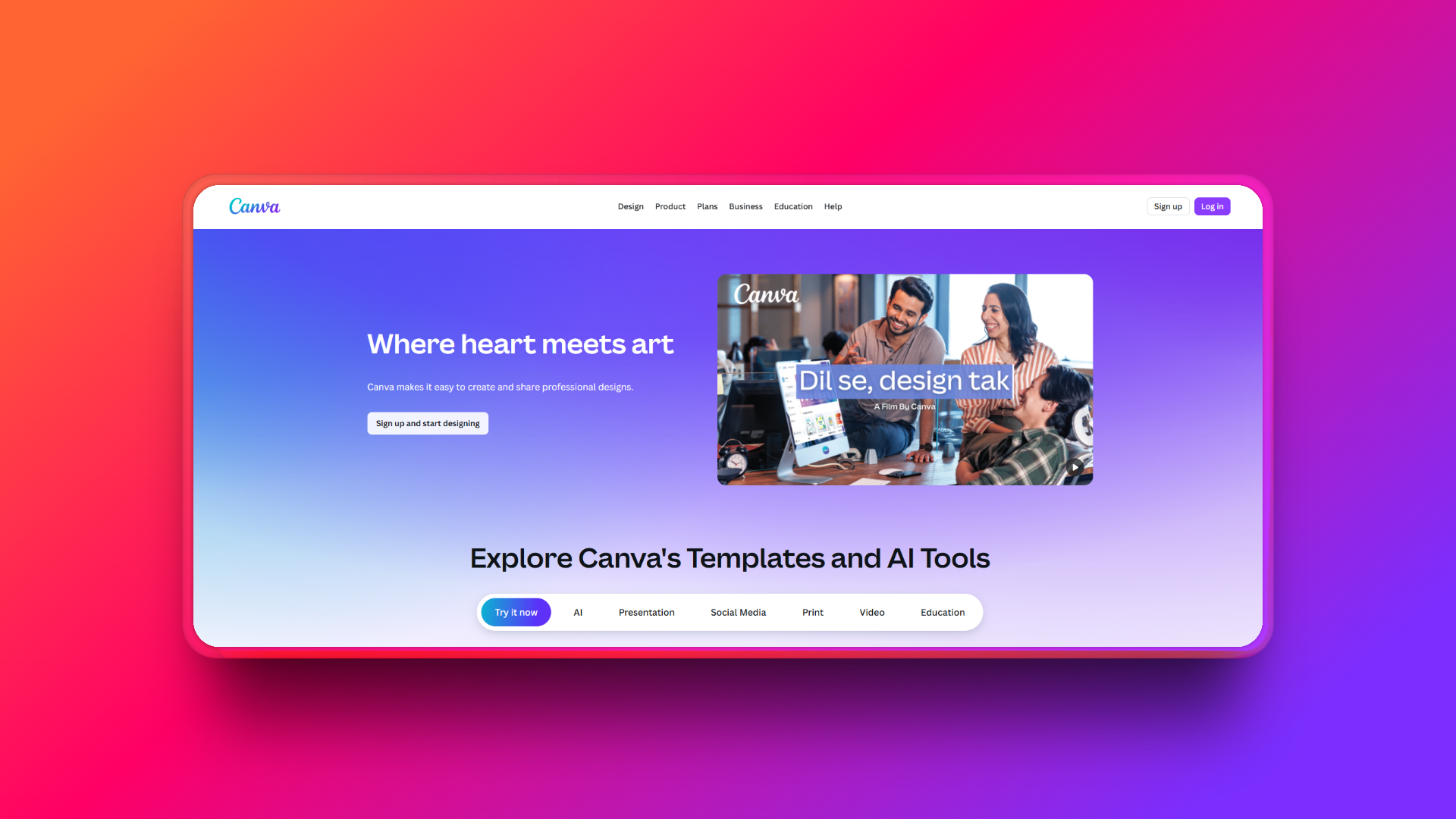 Canva's interface