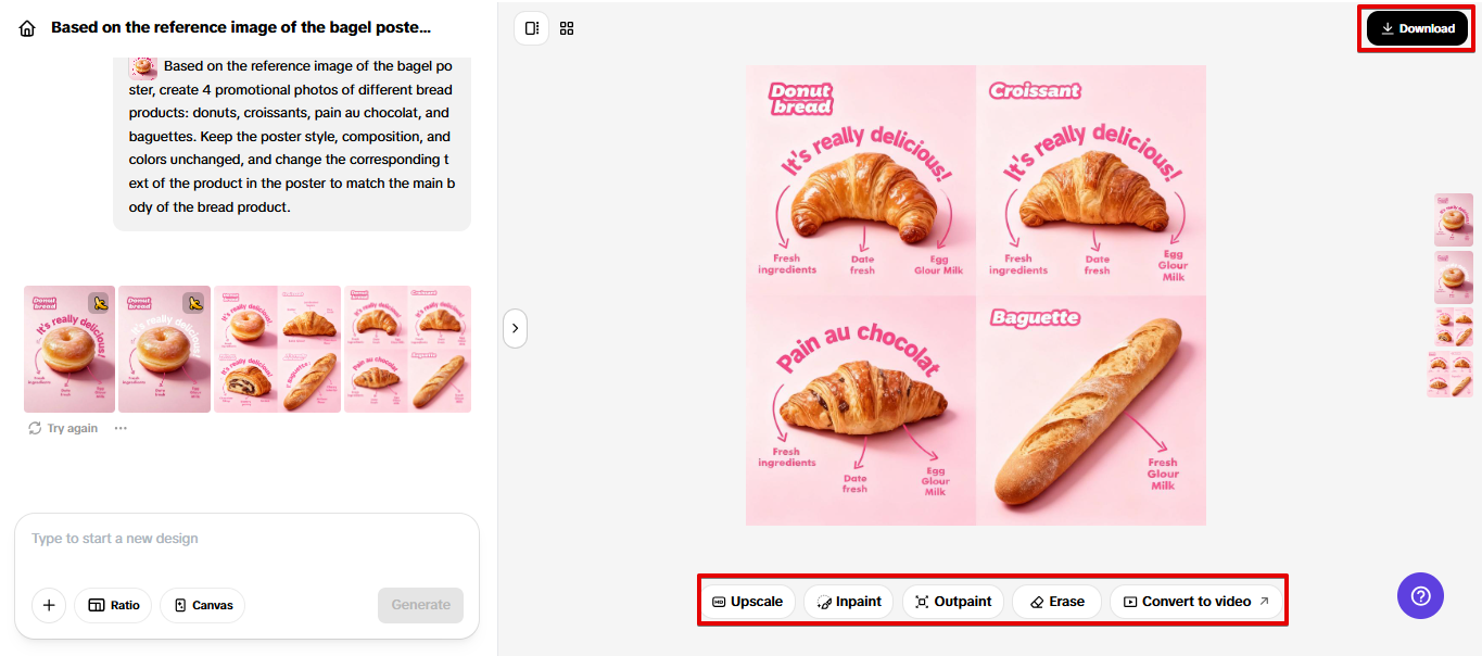 Exportando design do Pippit