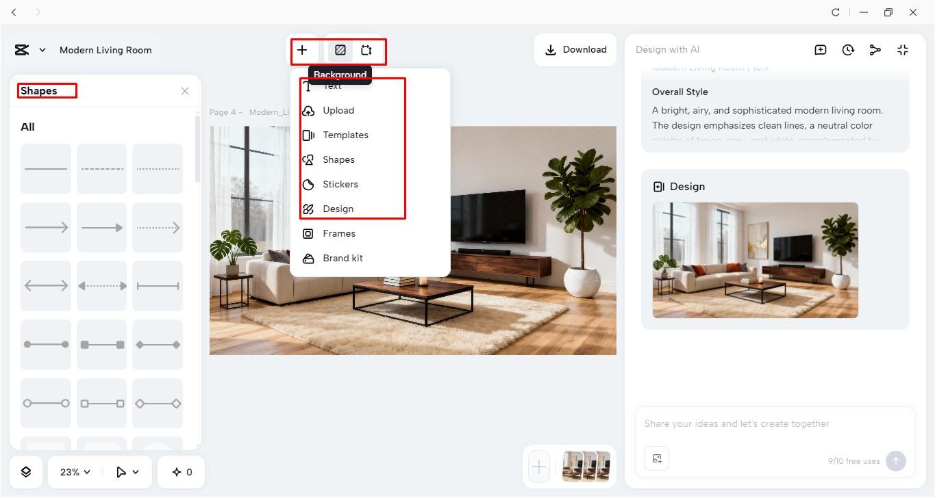Refining the generated image in CapCut