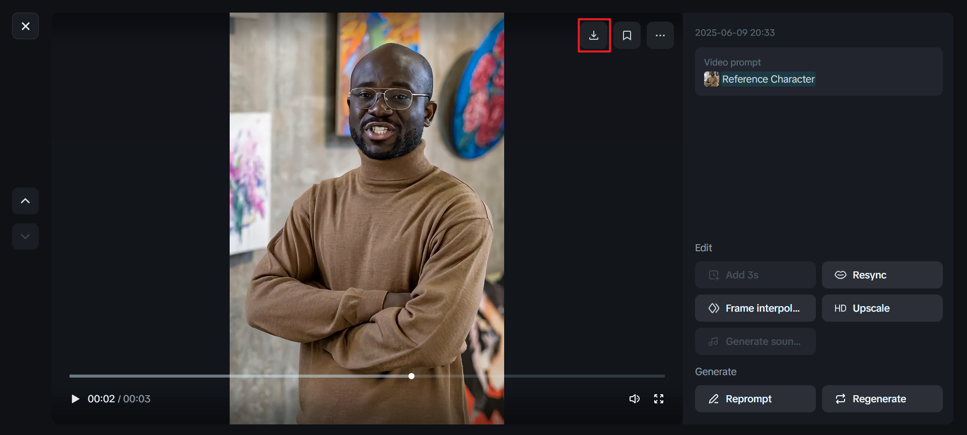 Unduh video avatar AI Anda