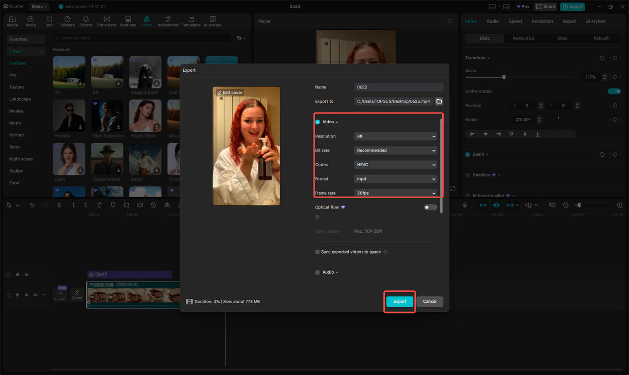 Export the ad content for Instagram
