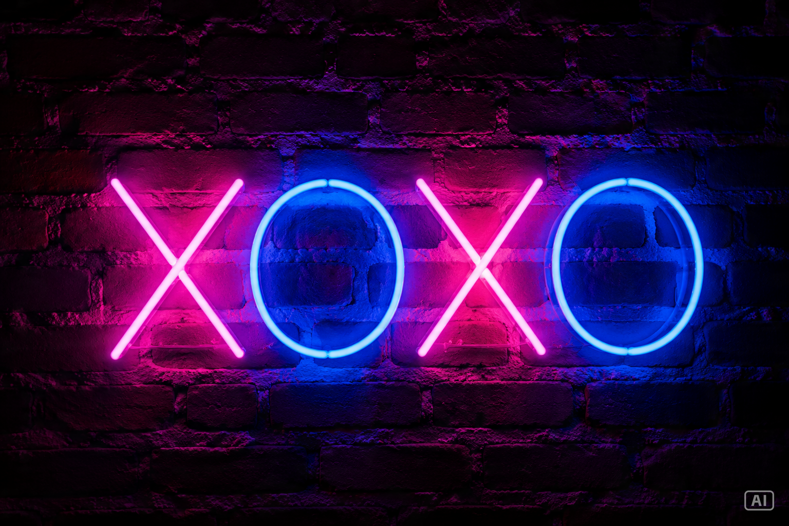 Neon XOXO sign photo booth generated by Pippit