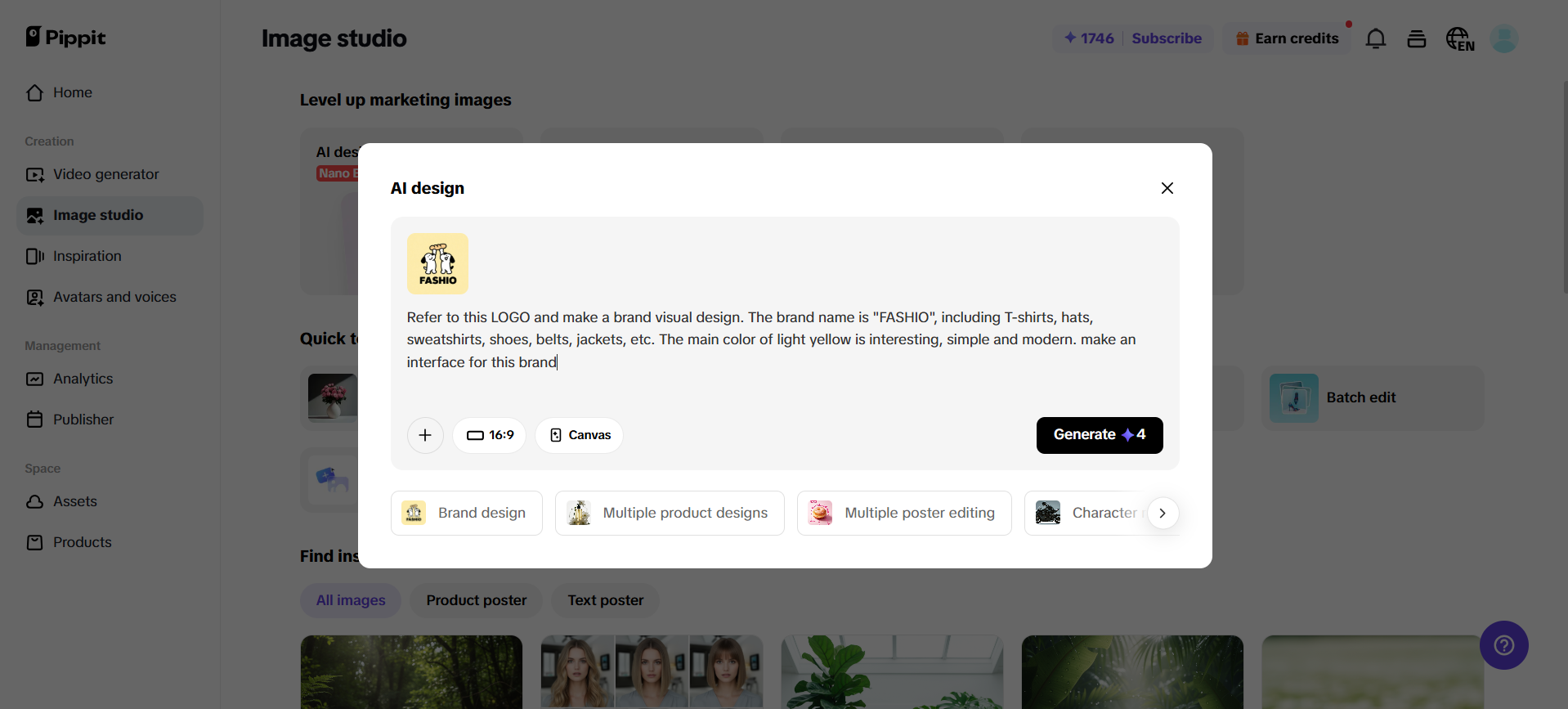 Enter prompts and generate