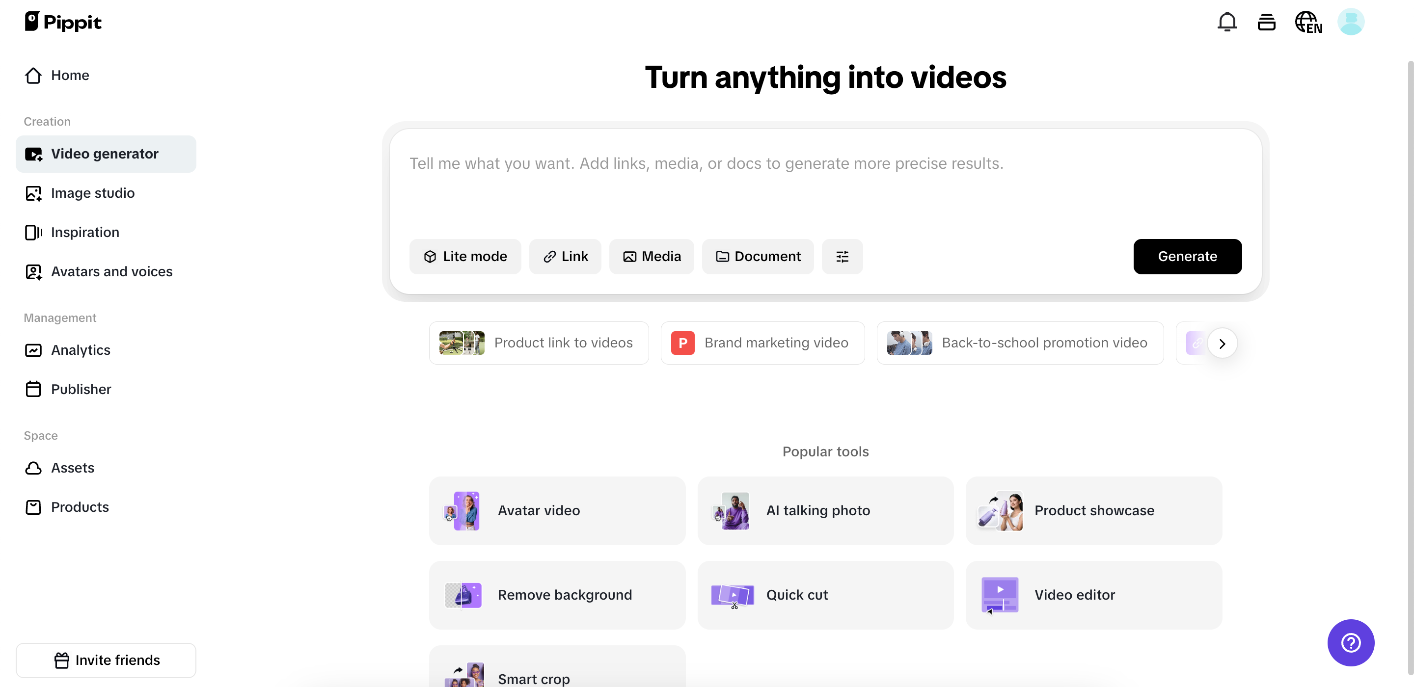 Pumunta sa seksyong \"Video generator\".
