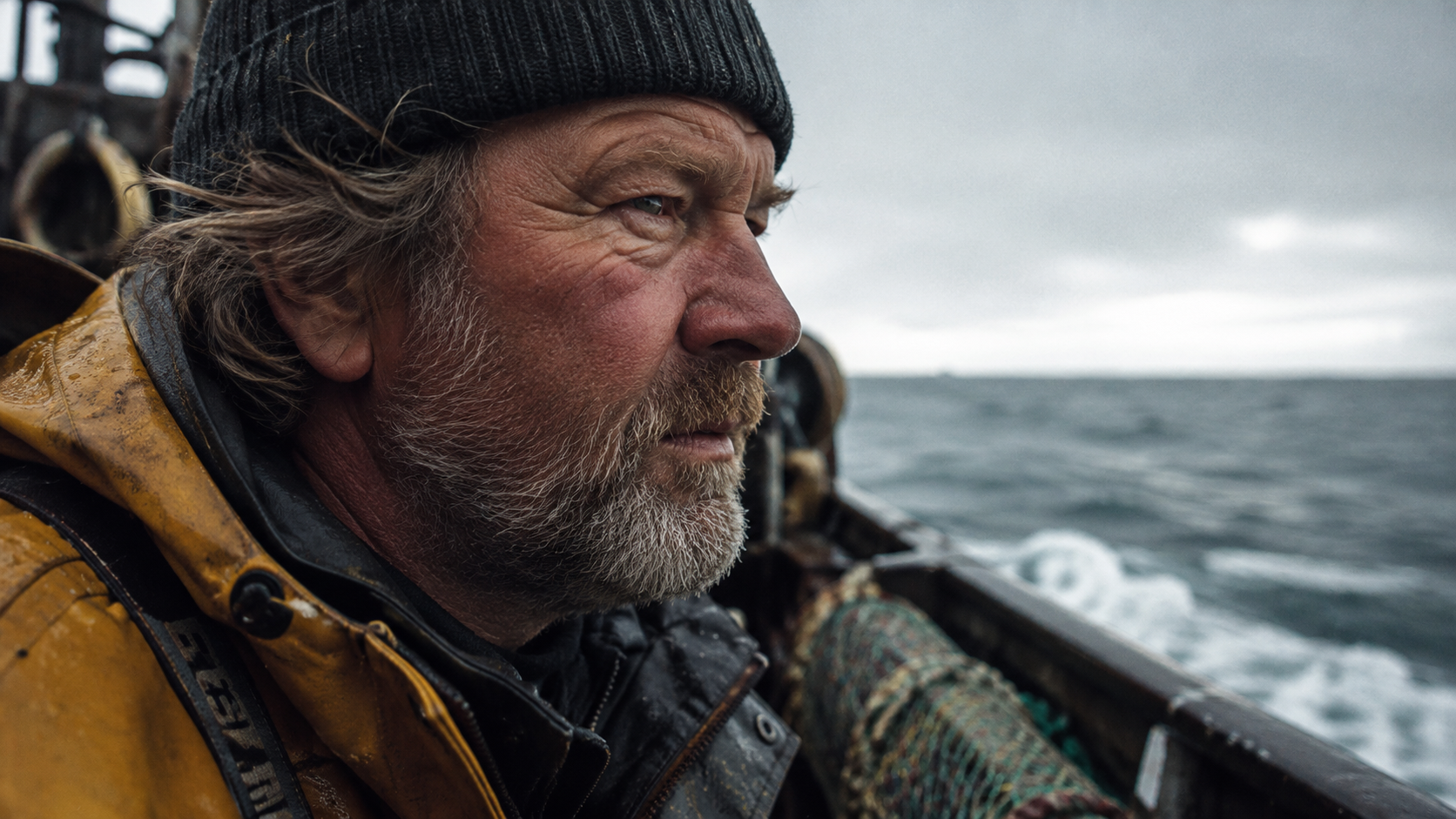 Close-up of older fisherman