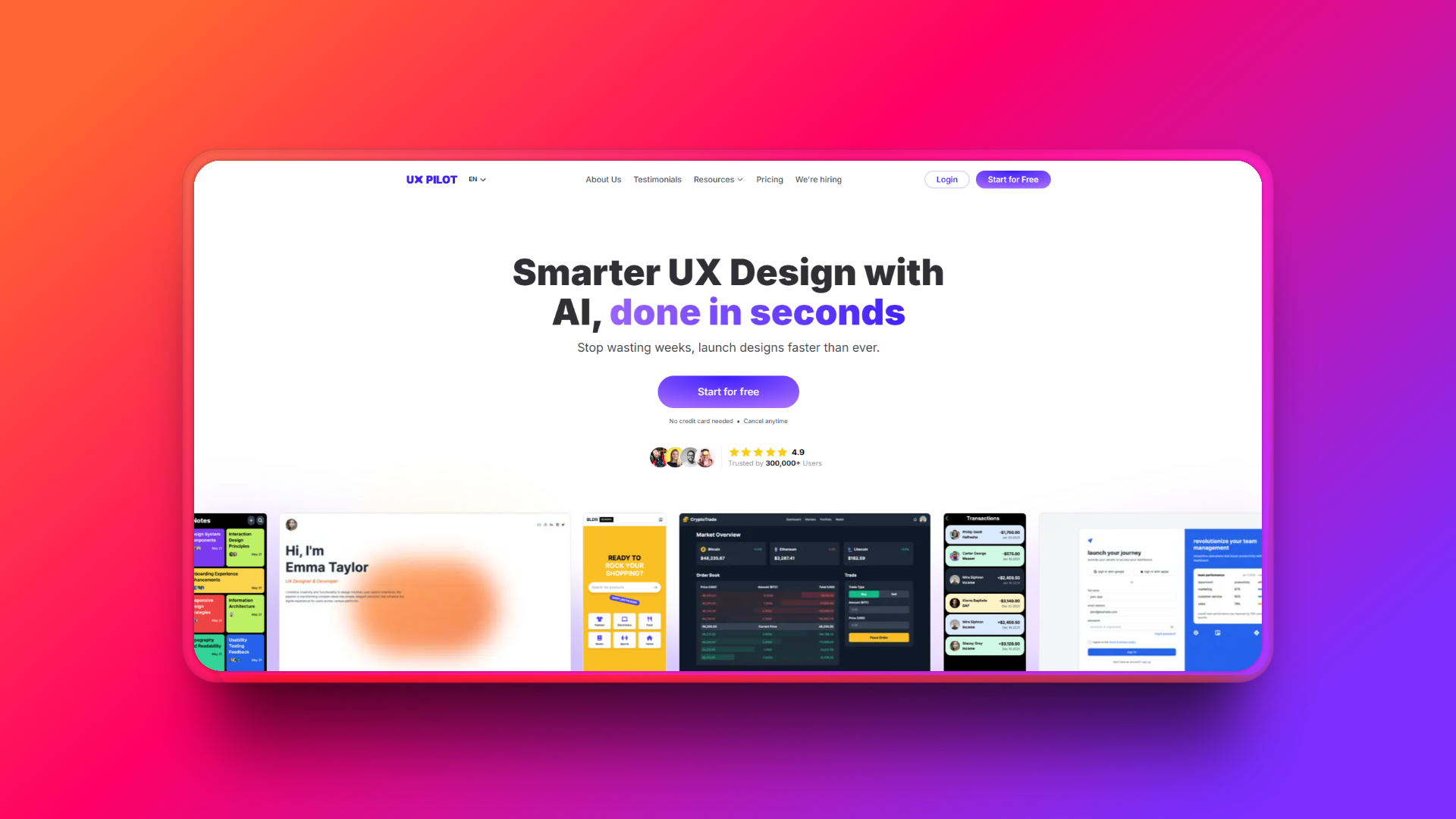 Creating UI designs with UX Pilot