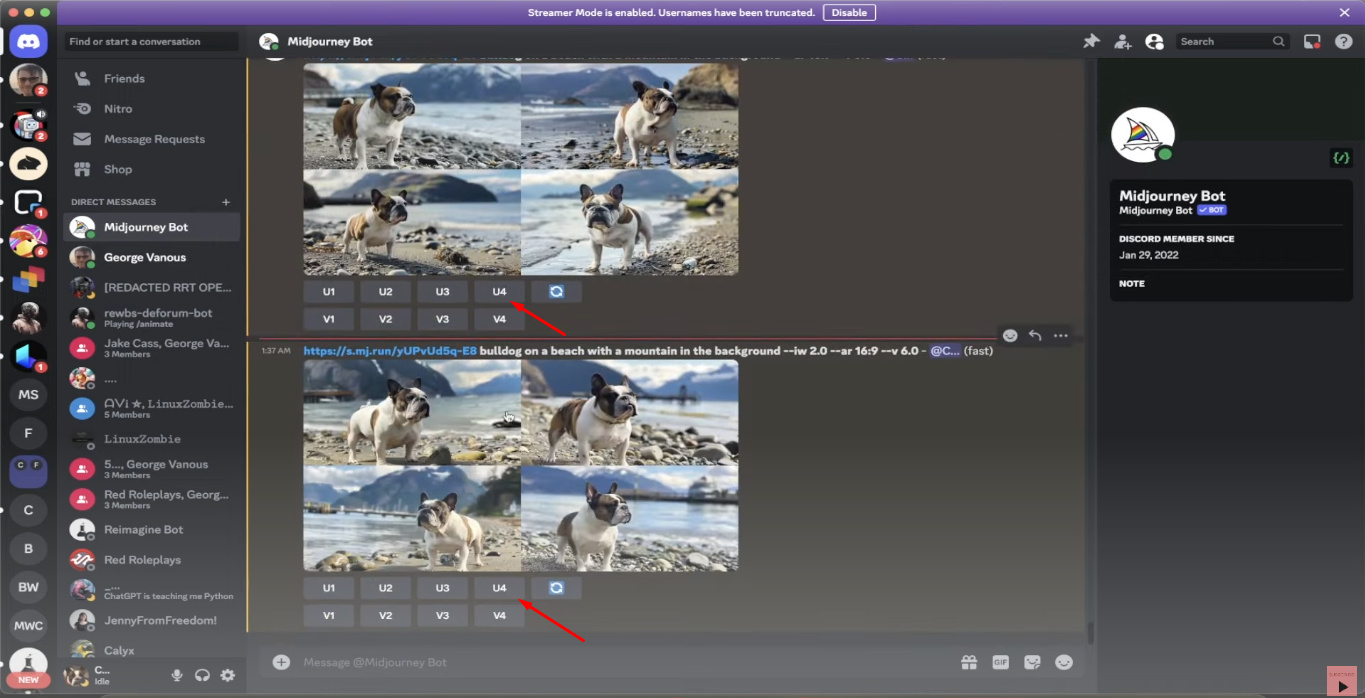 Review and refine the MidJourney Discord server