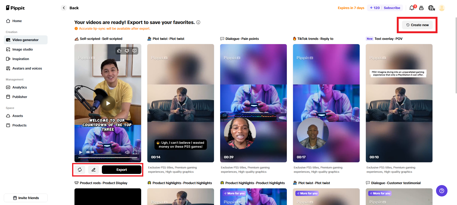 Change, edit, or export your video