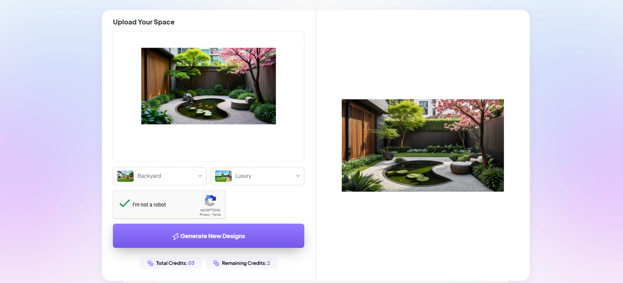 Інструмент для ландшафтного дизайну HomeDesigns.AI