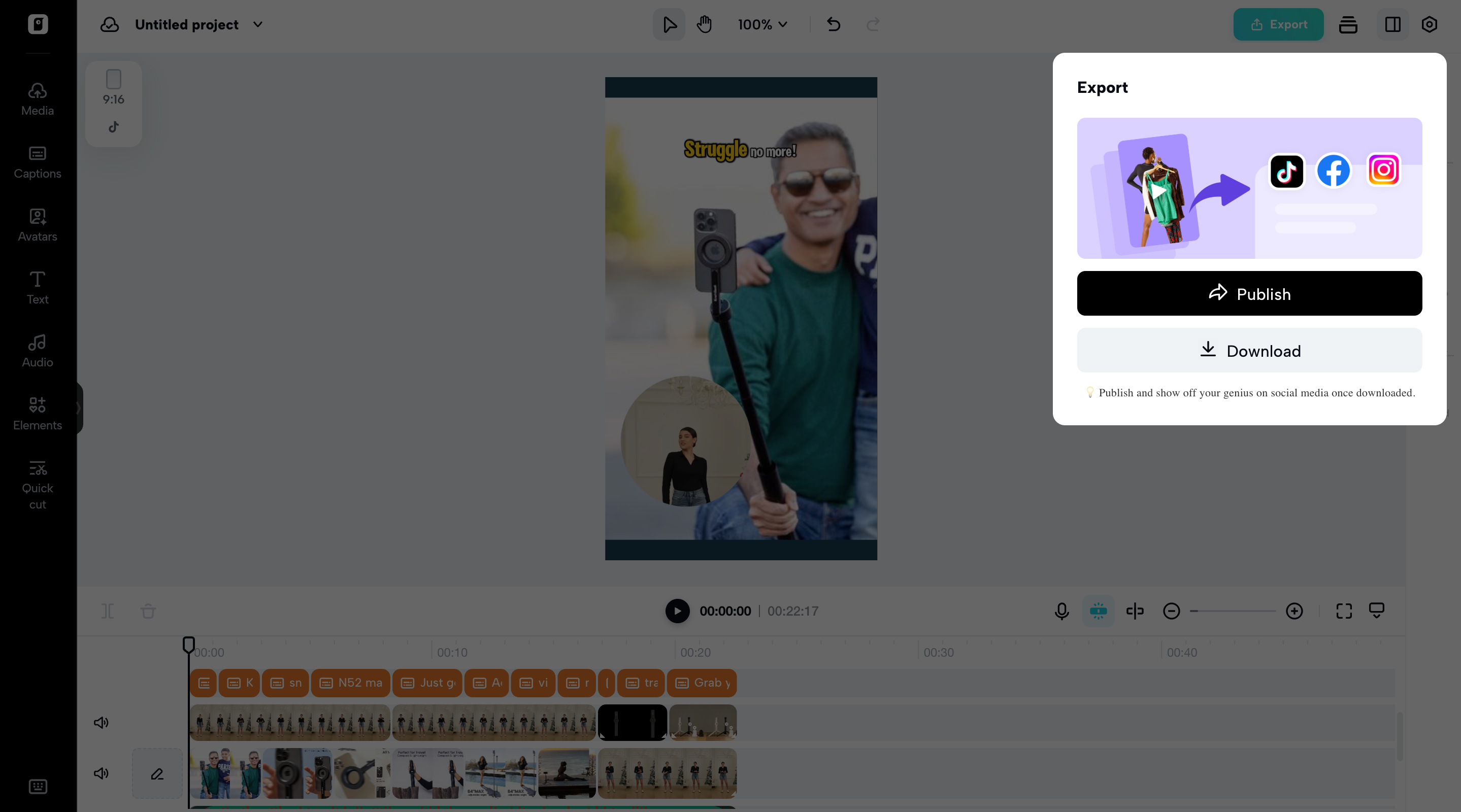 Exporte seu vídeo de branding