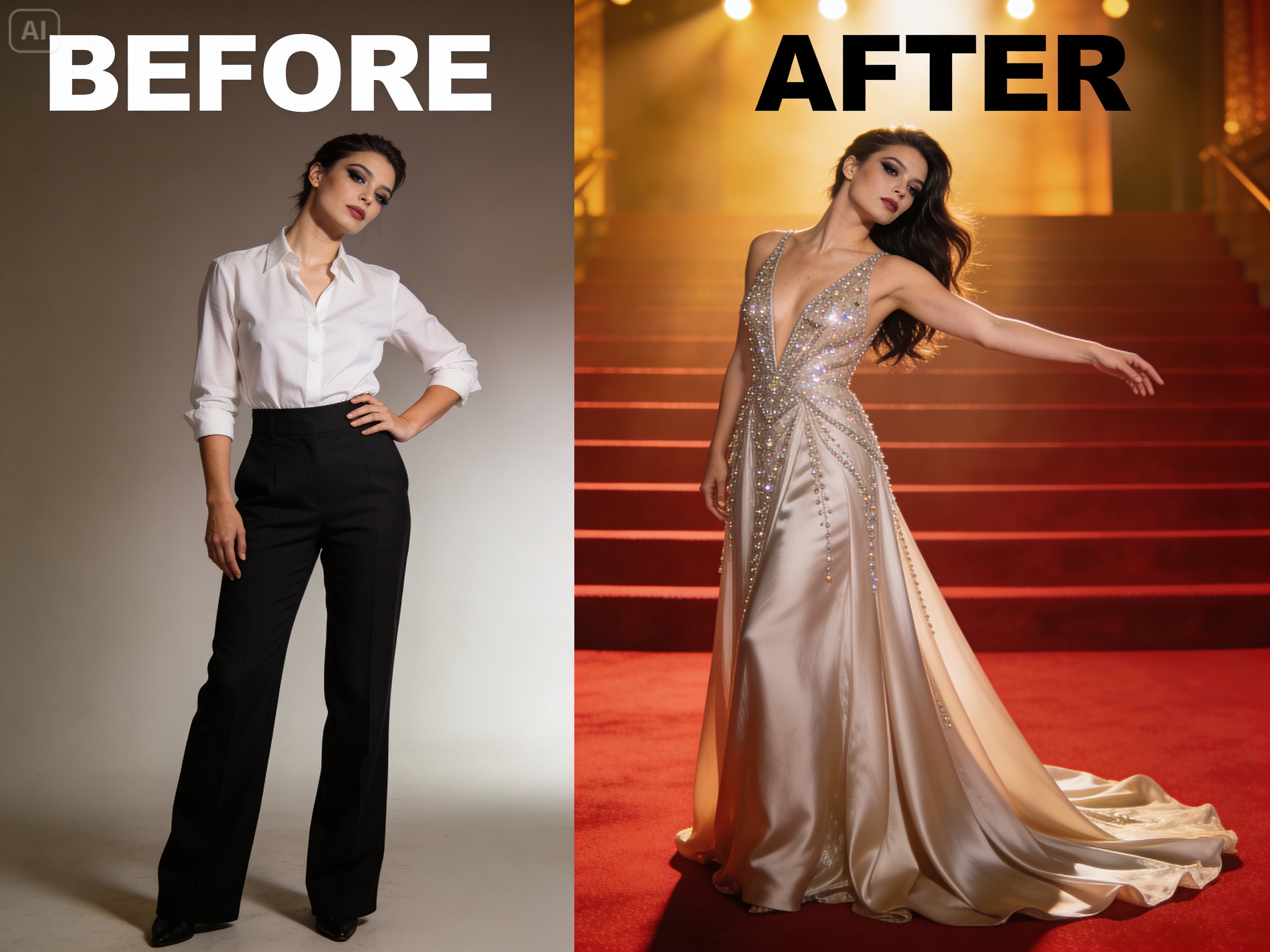 Prompt pentru un schimb de look de seară plin de farmec