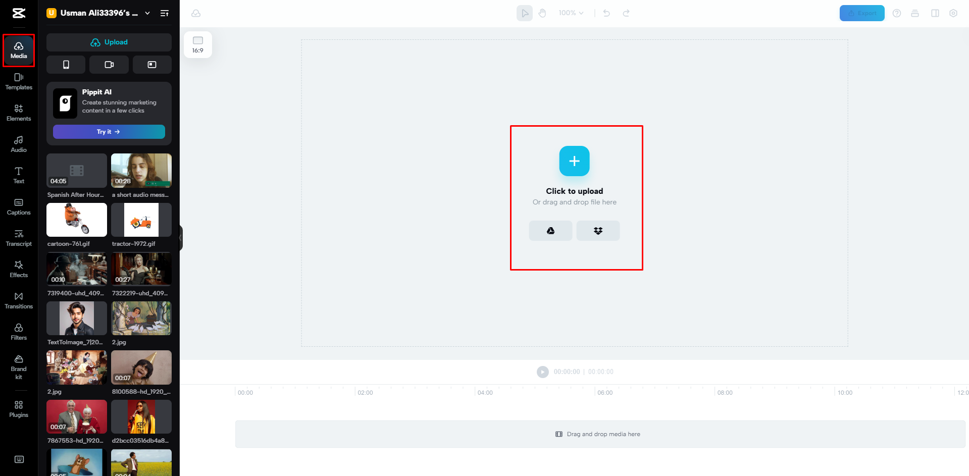 Importing a video into CapCut Web