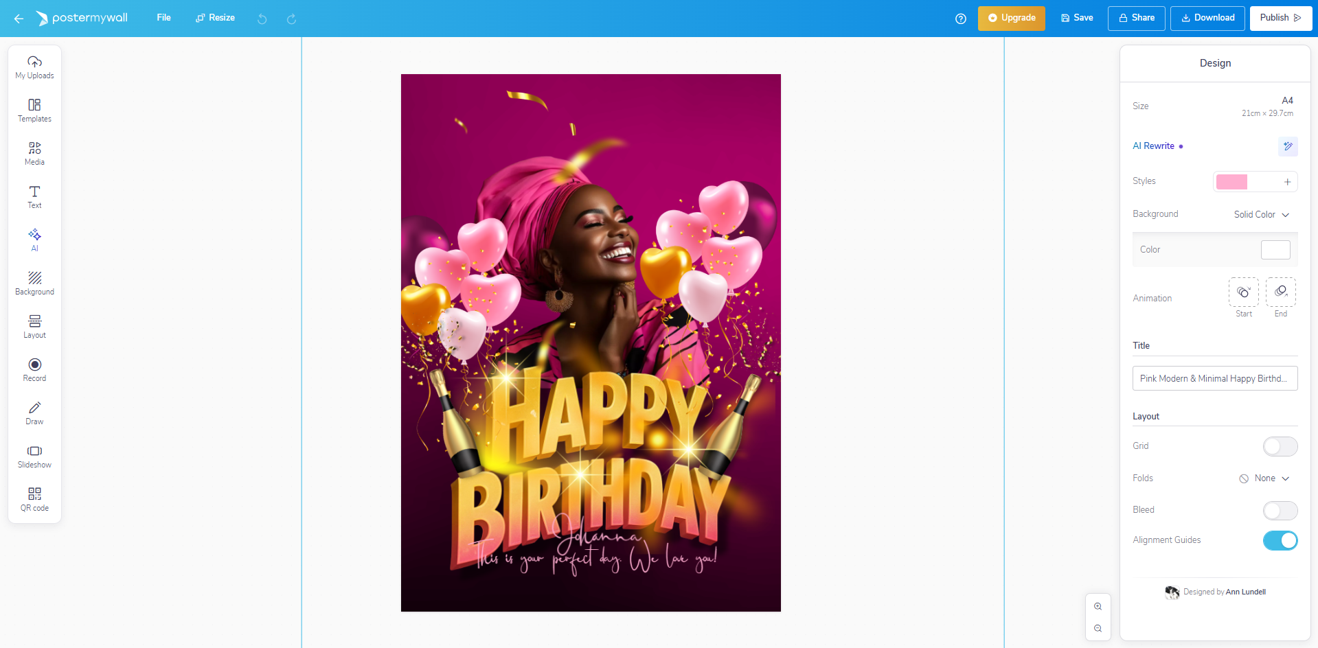 Interface of PosterMyWall - one of the best free poster design software