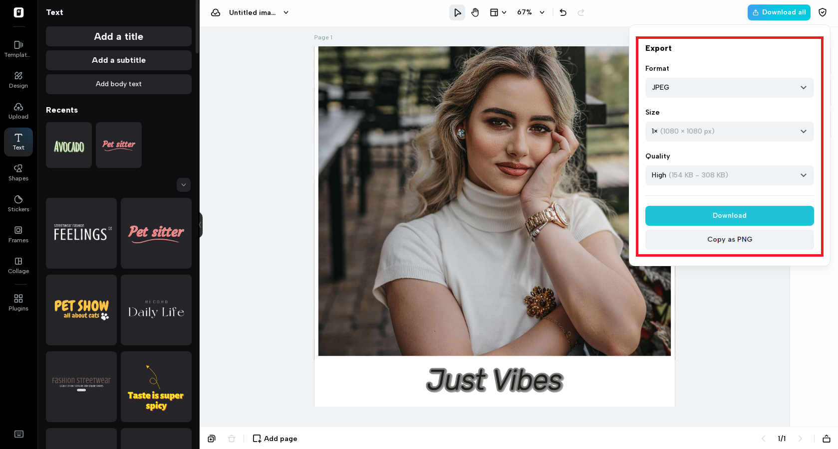 Export your finalized photo