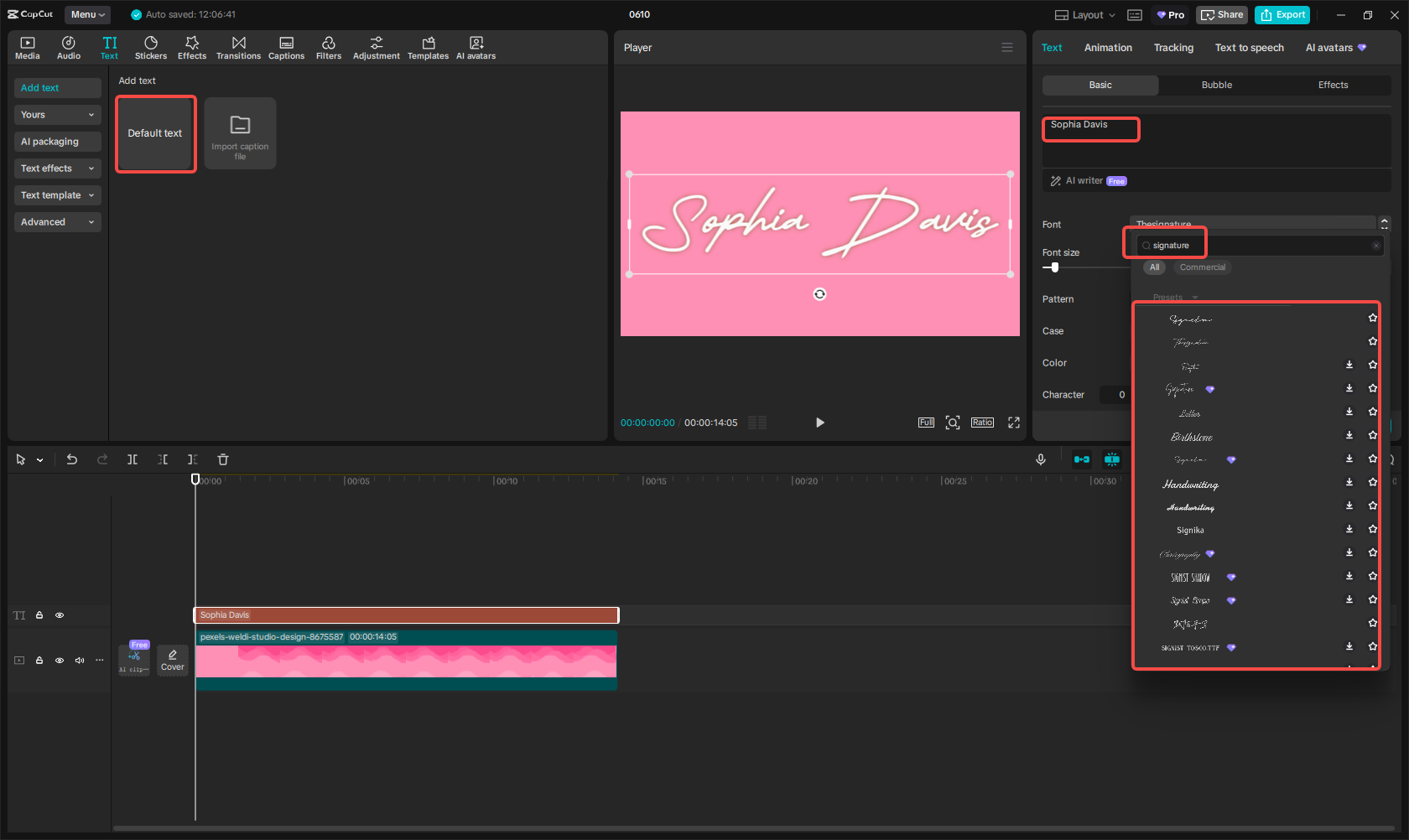 Add signature text