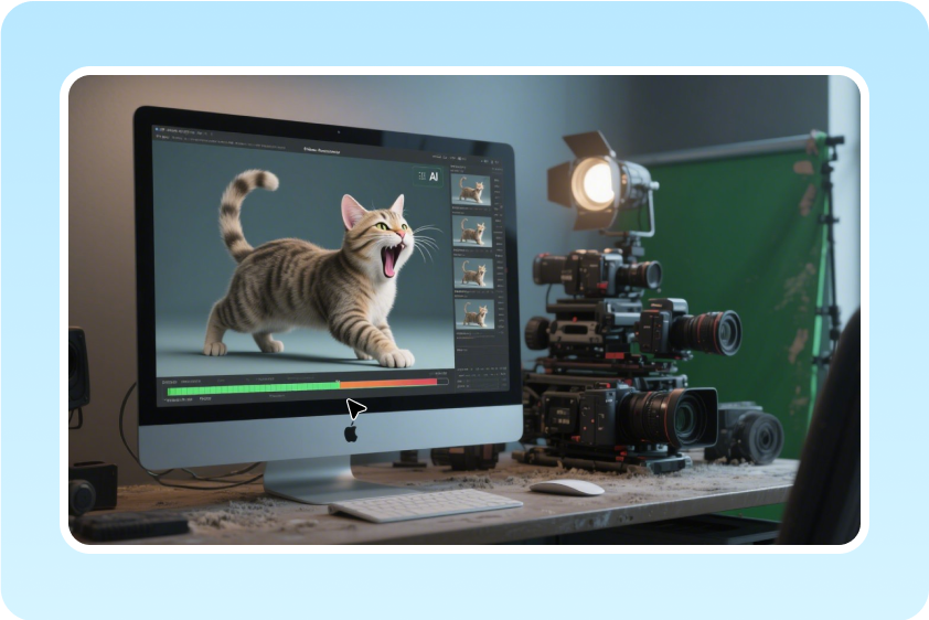 vídeo de gato com IA e rapidez