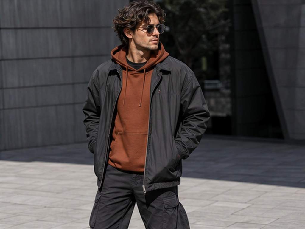AI Video Try On App prompt example 3 - Layered streetwear look