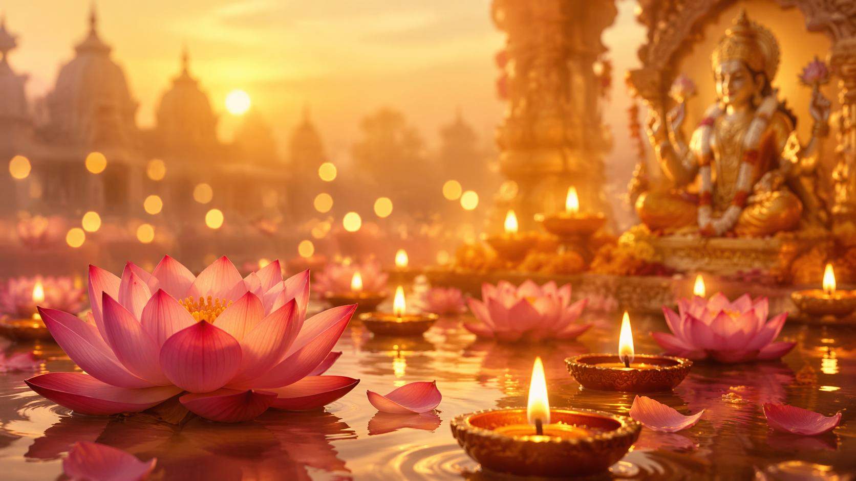 Dreamina yogini ekadashi deseja prompt prompt card 2: Lotus e diya cartão devocional
