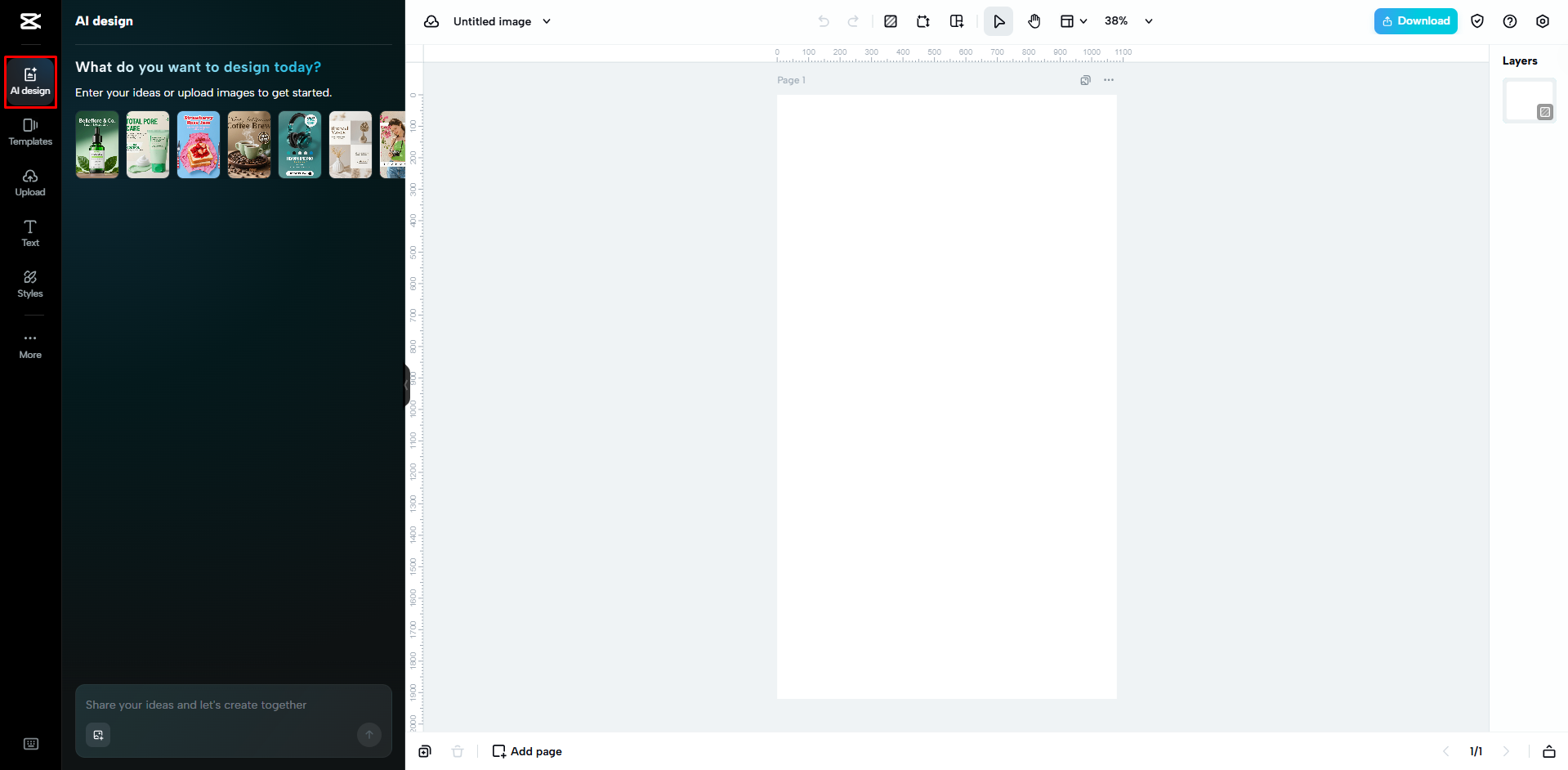 Uploading an image to CapCut Web