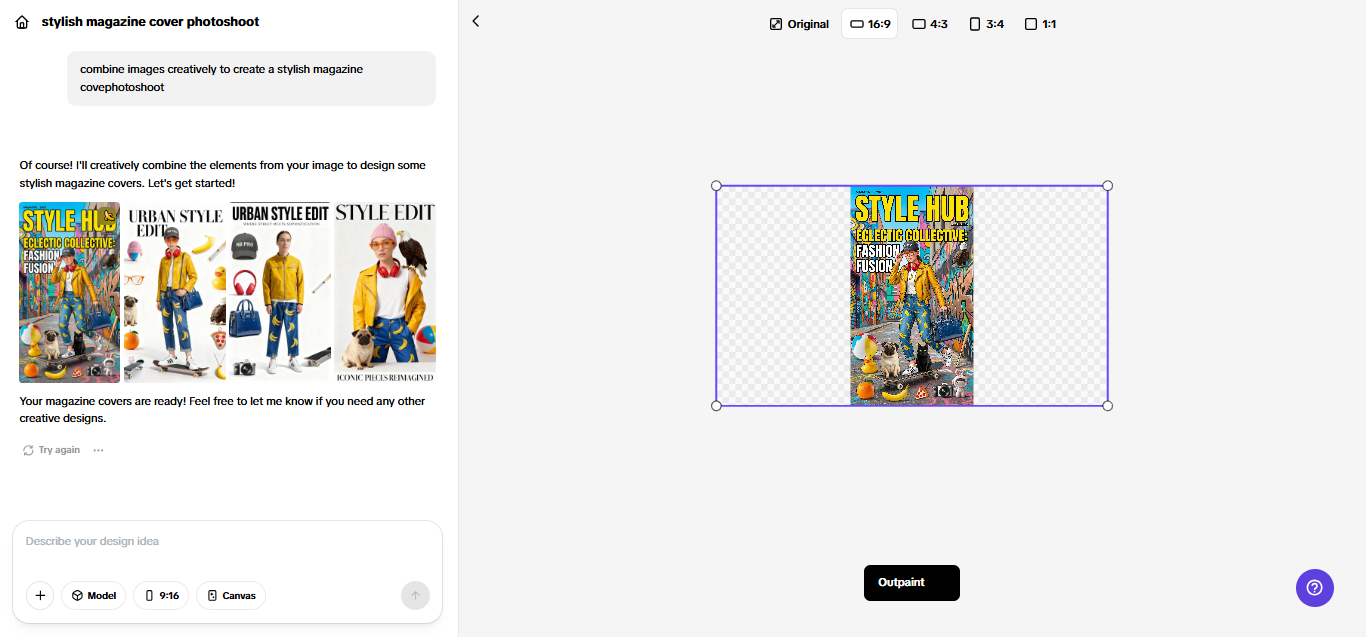 Outpainting tool in Pippit