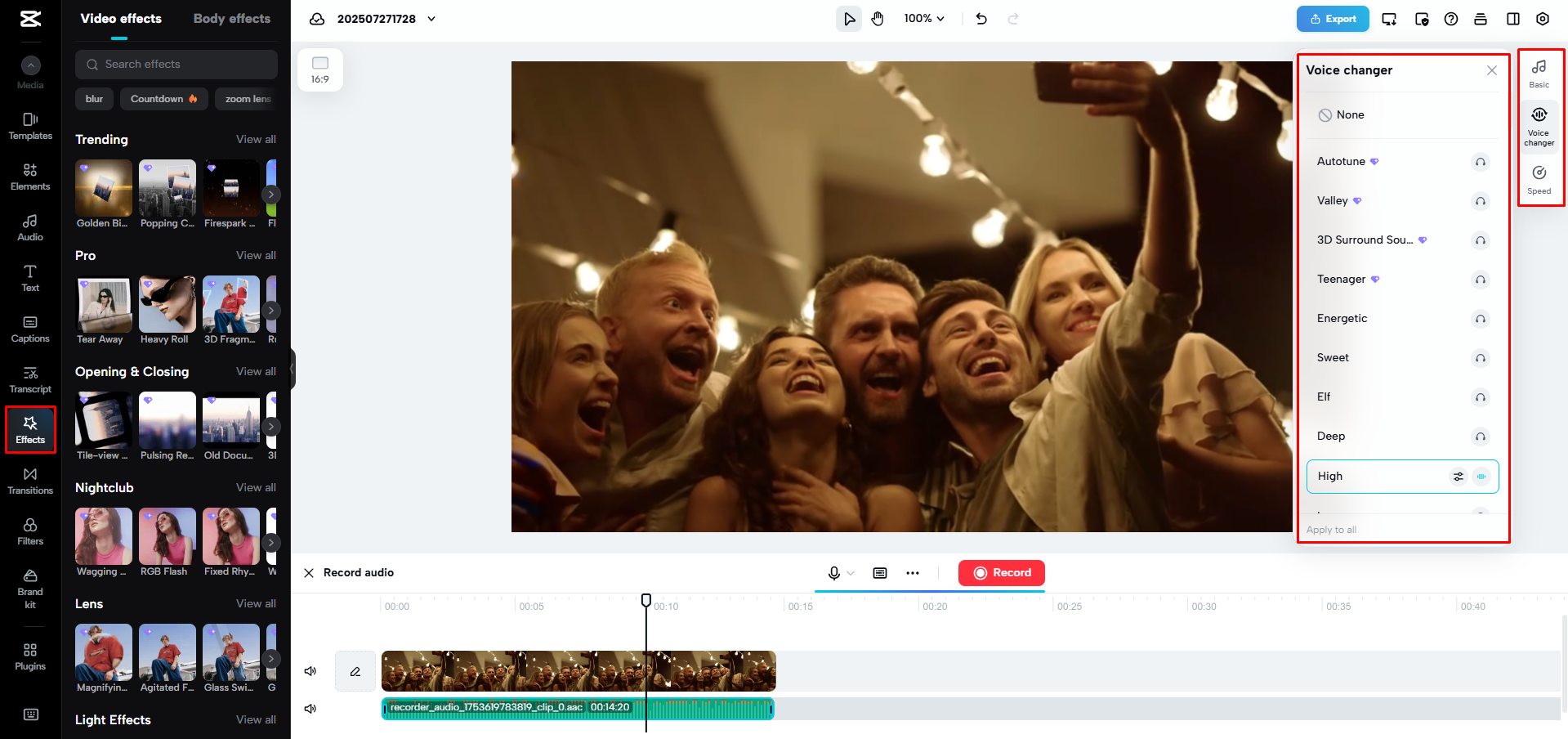 Editing an fine tuning the audio in video with CapCut Web
