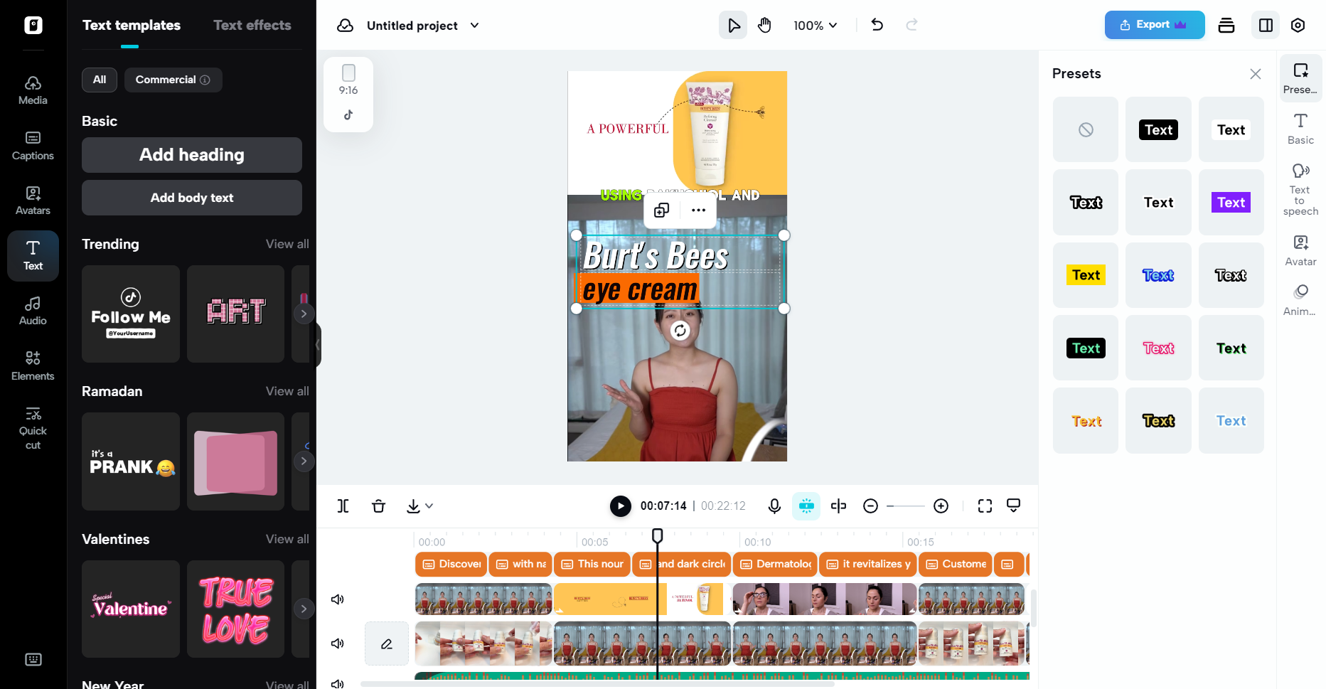 Rich preset templates