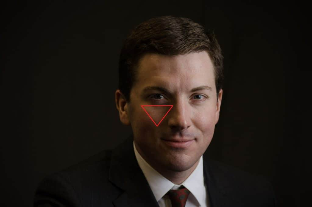 Portrait with Rembrandt triangle lit by one angled light