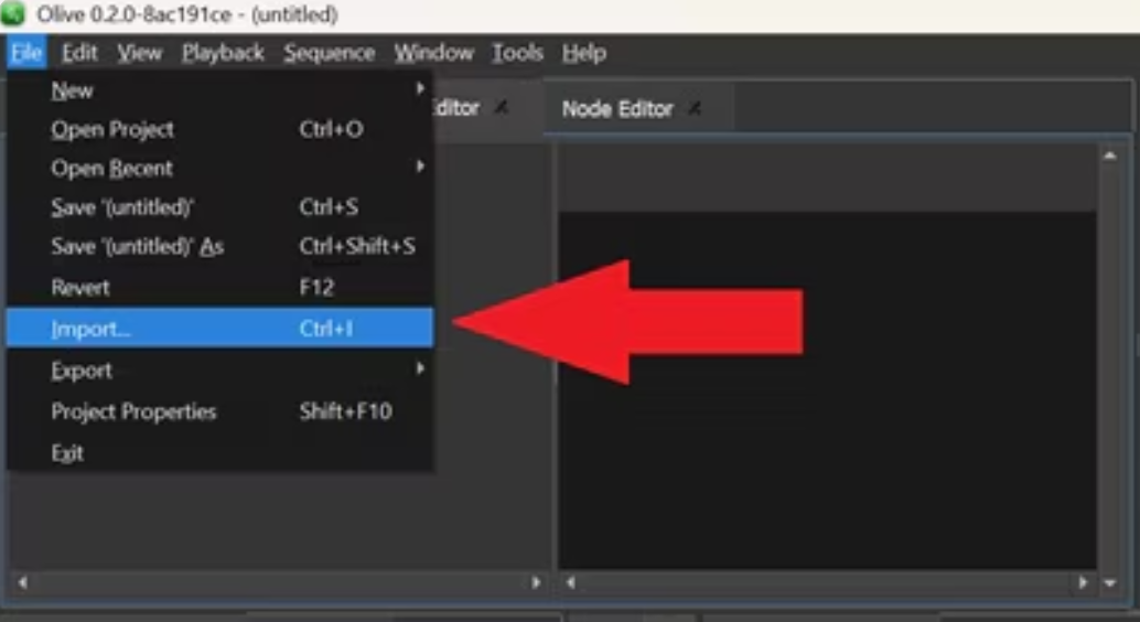 Erstellen eines neuen Projekts im Olive-Videoeditor