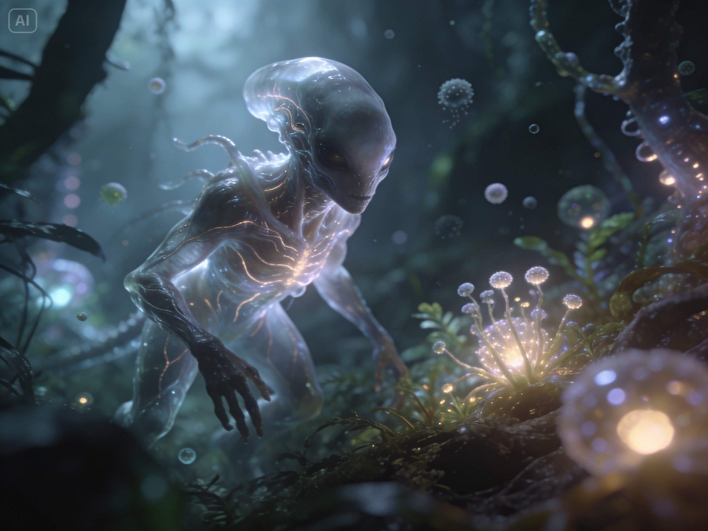 Aviso para una escena de criatura de ciencia ficción