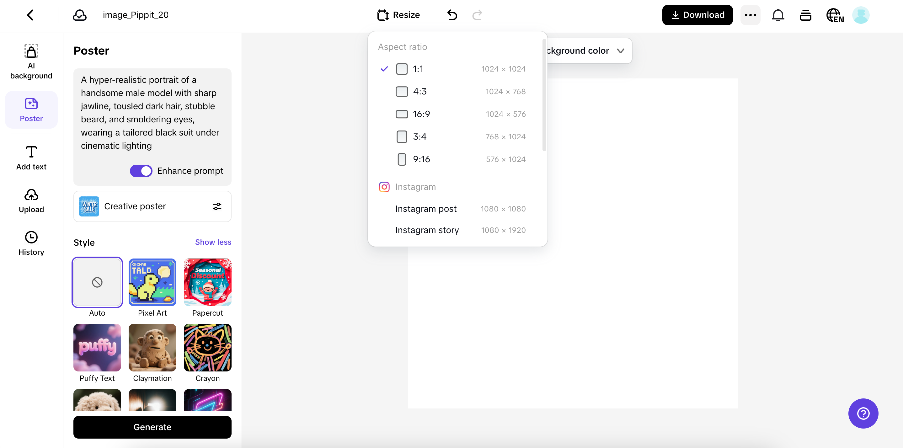 Enter prompts to generate