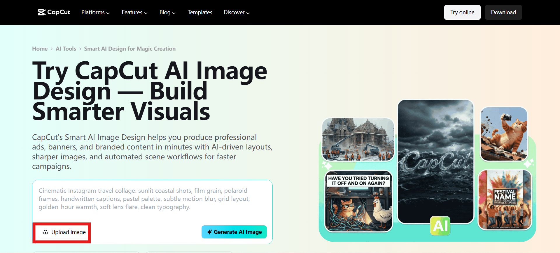 Access CapCut AI Design Online