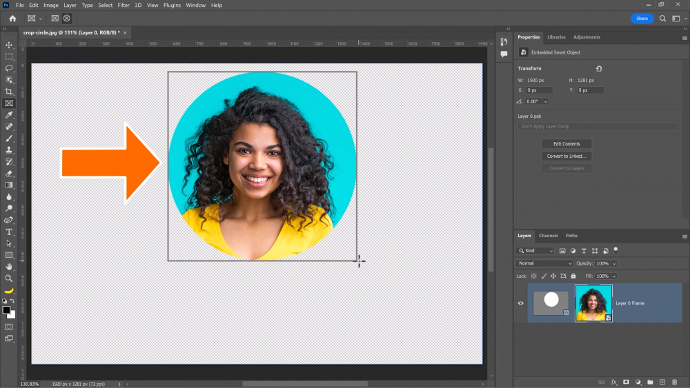 Crop the image with masks in Photoshop