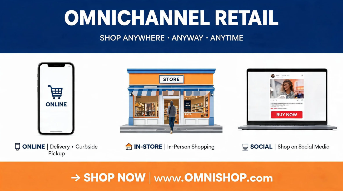 Affiche de marketing de détail omnicanal
