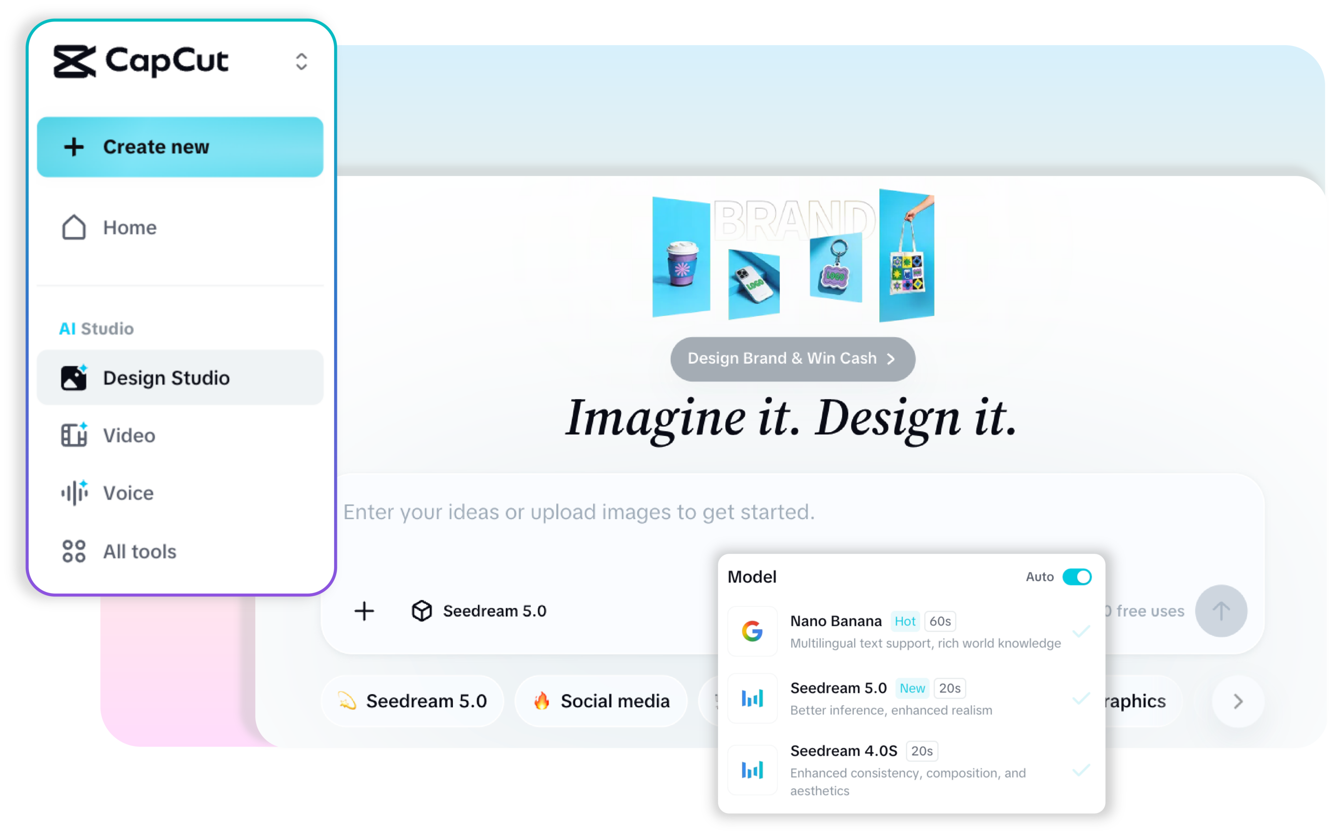 Open CapCut and Launch Design Studio