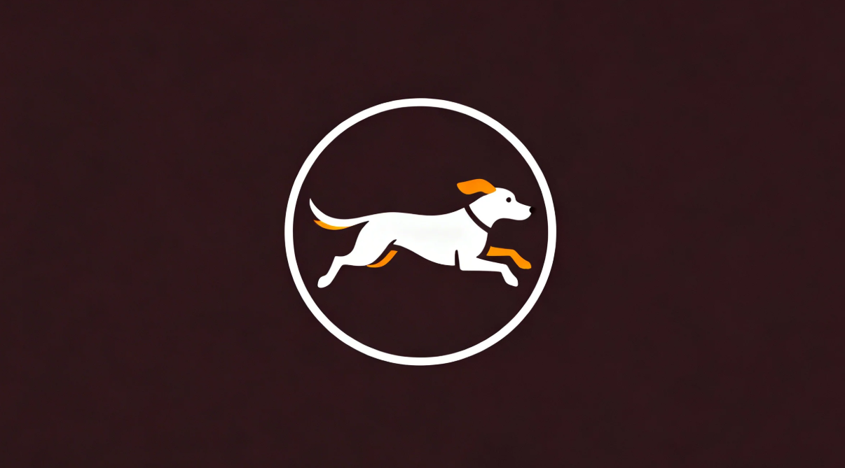 Running dog inside circle minimalist logo