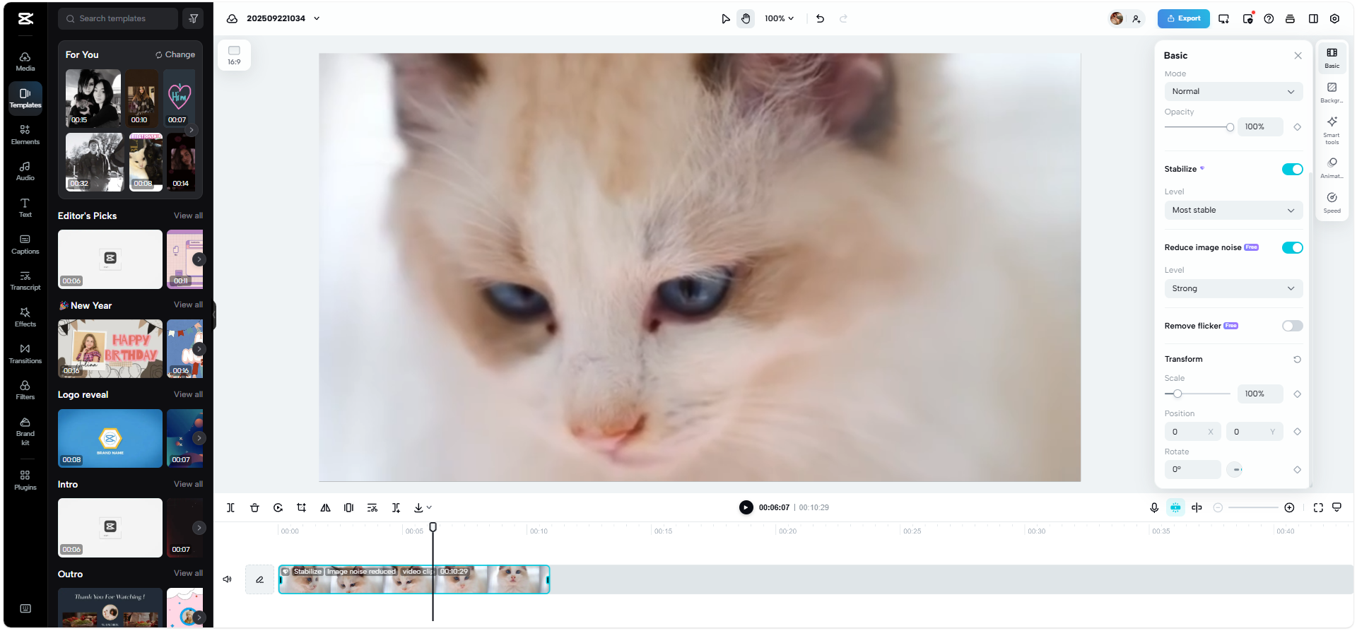 CapCut Web's interface