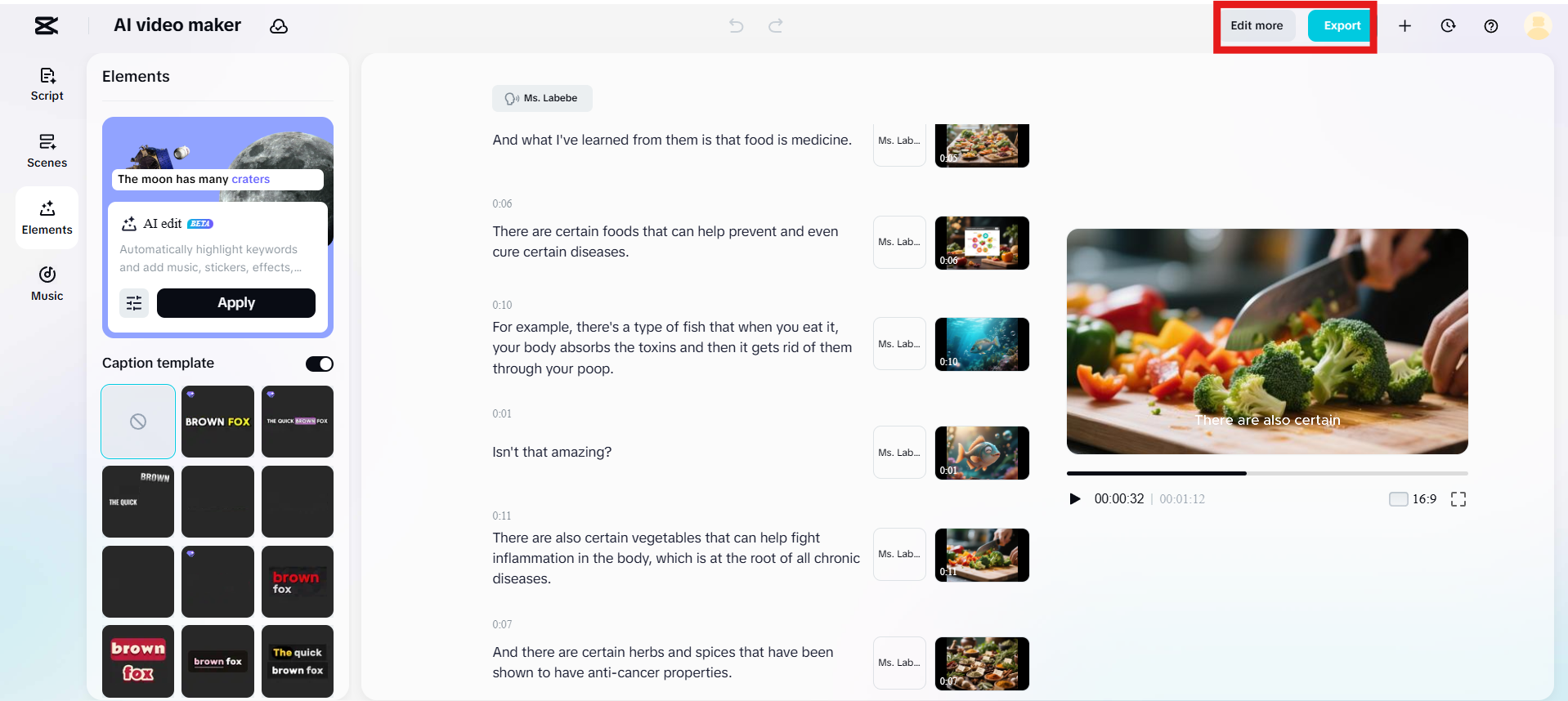 Edit lebih lanjut atau ekspor video