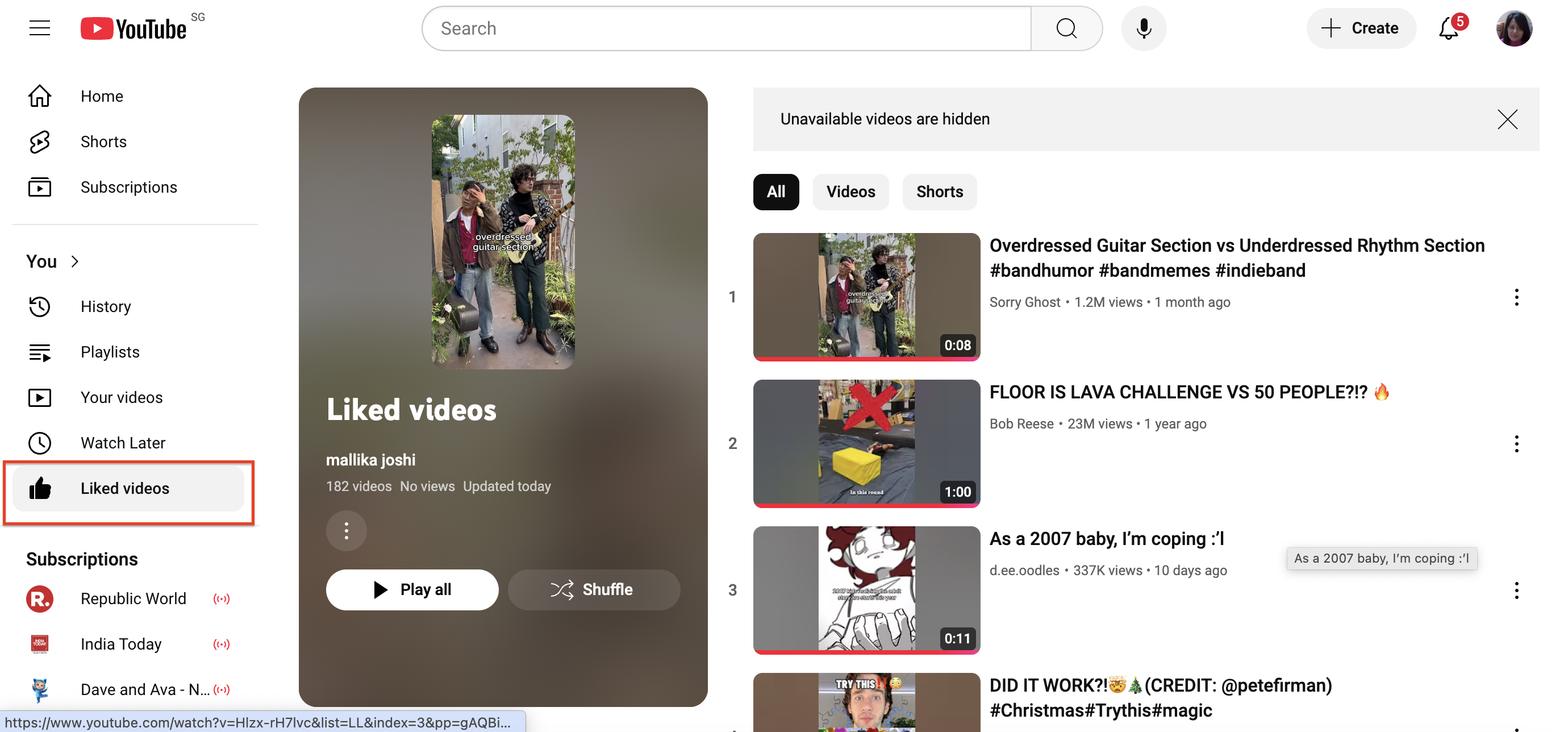 YouTube Shorts menyukai video