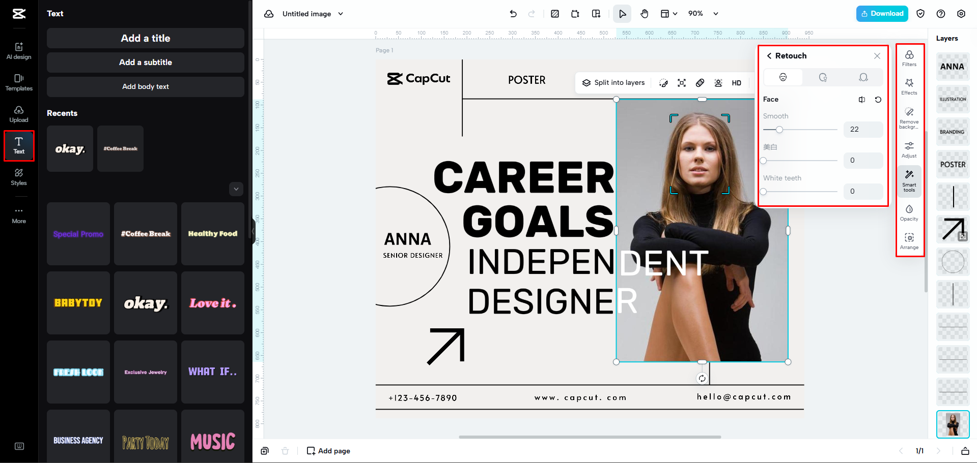 Editing the Facebook post in CapCut Web