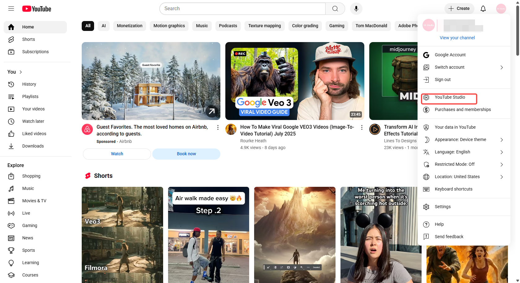 Access YouTube Studio