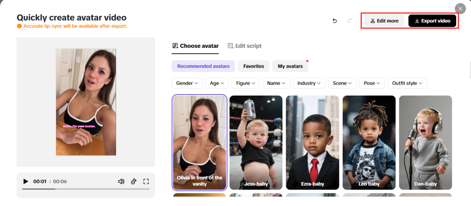 I-export ang video at higit pang i-edit